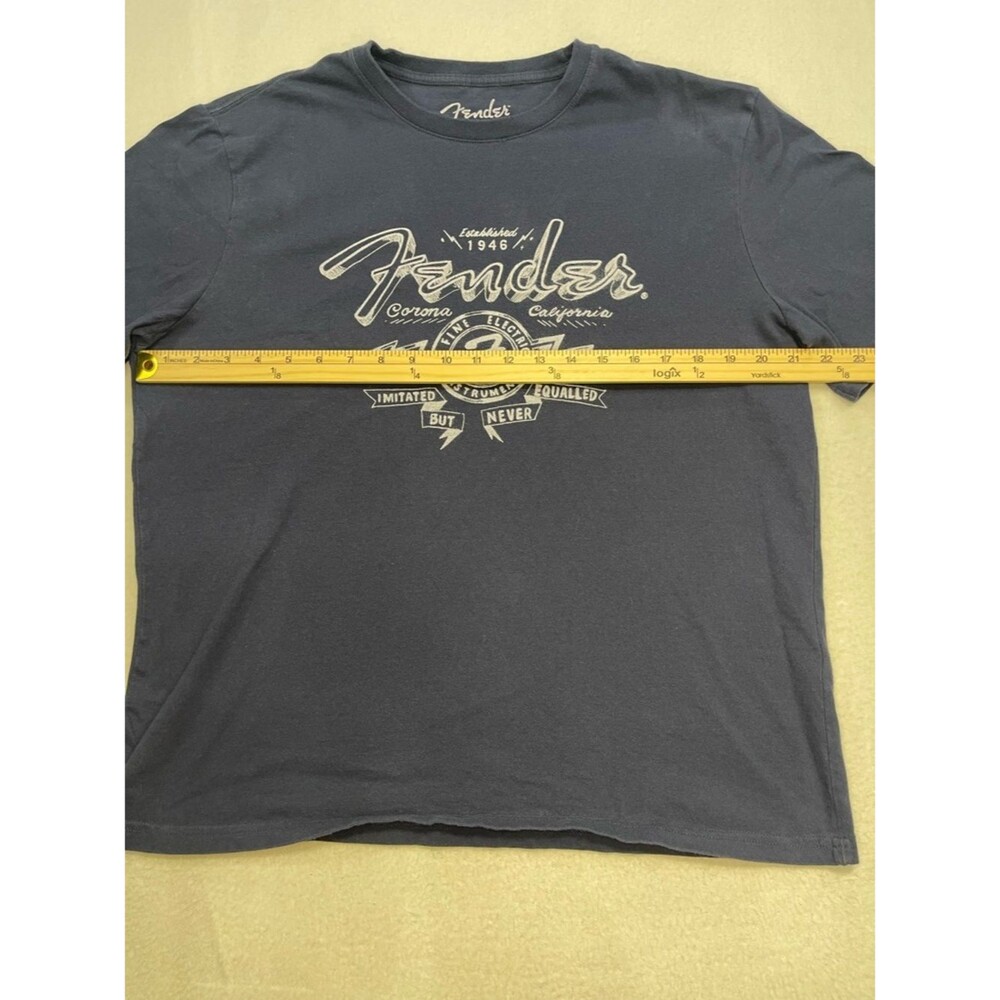 Fender Graphic Tee Large Navy Blue Lucky Brand Guitar Logo T-Shirt - Picture 4 of 5